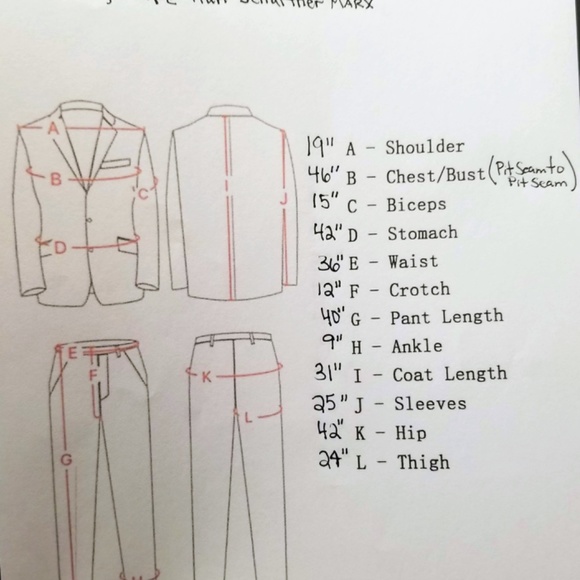 Hart Schaffner Marx - 40R 36X29 Mens 2 Piece Suit - Gray/Muted Chalk Stripe - Picture 16 of 16